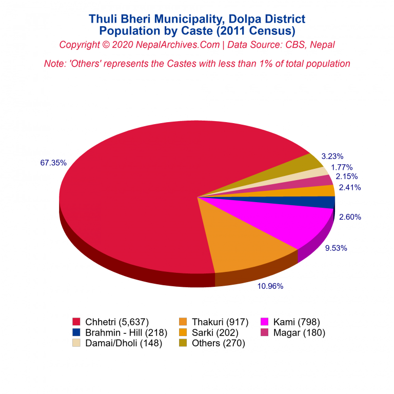 Population by Castes Chart of Thuli Bheri Municipality