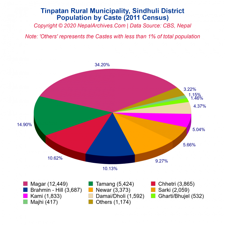 Population by Castes Chart of Tinpatan Rural Municipality