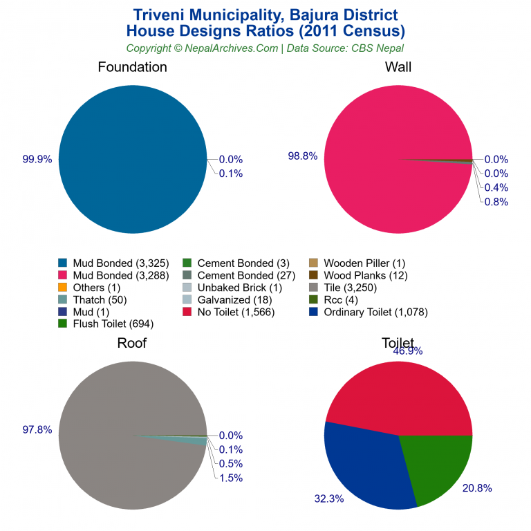 House Design Ratios Pie Charts of Triveni Municipality