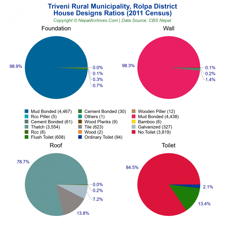 House Design Ratios Pie Charts of Triveni Rural Municipality