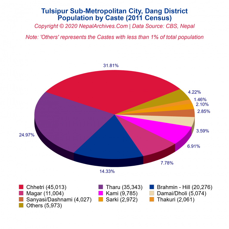 Population by Castes Chart of Tulsipur Sub-Metropolitan City