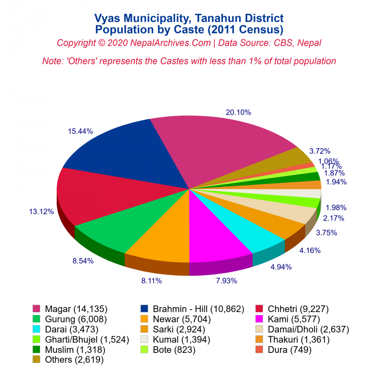 Population by Castes Chart of Vyas Municipality