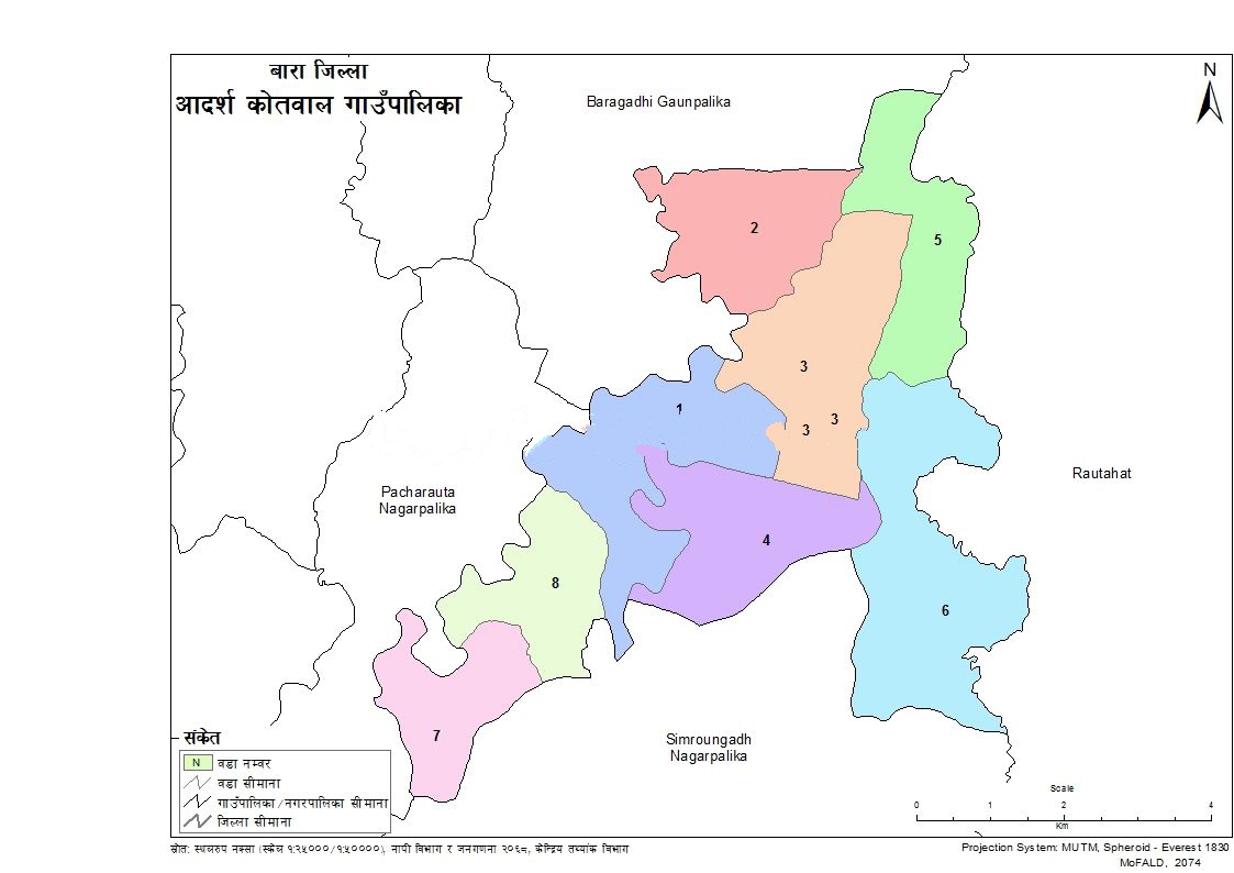 Map of Aadarsha Kotwal Rural Municipality
