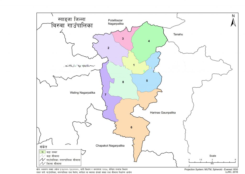 Map of Biruwa Rural Municipality, Syangja, Nepal – Nepal Archives