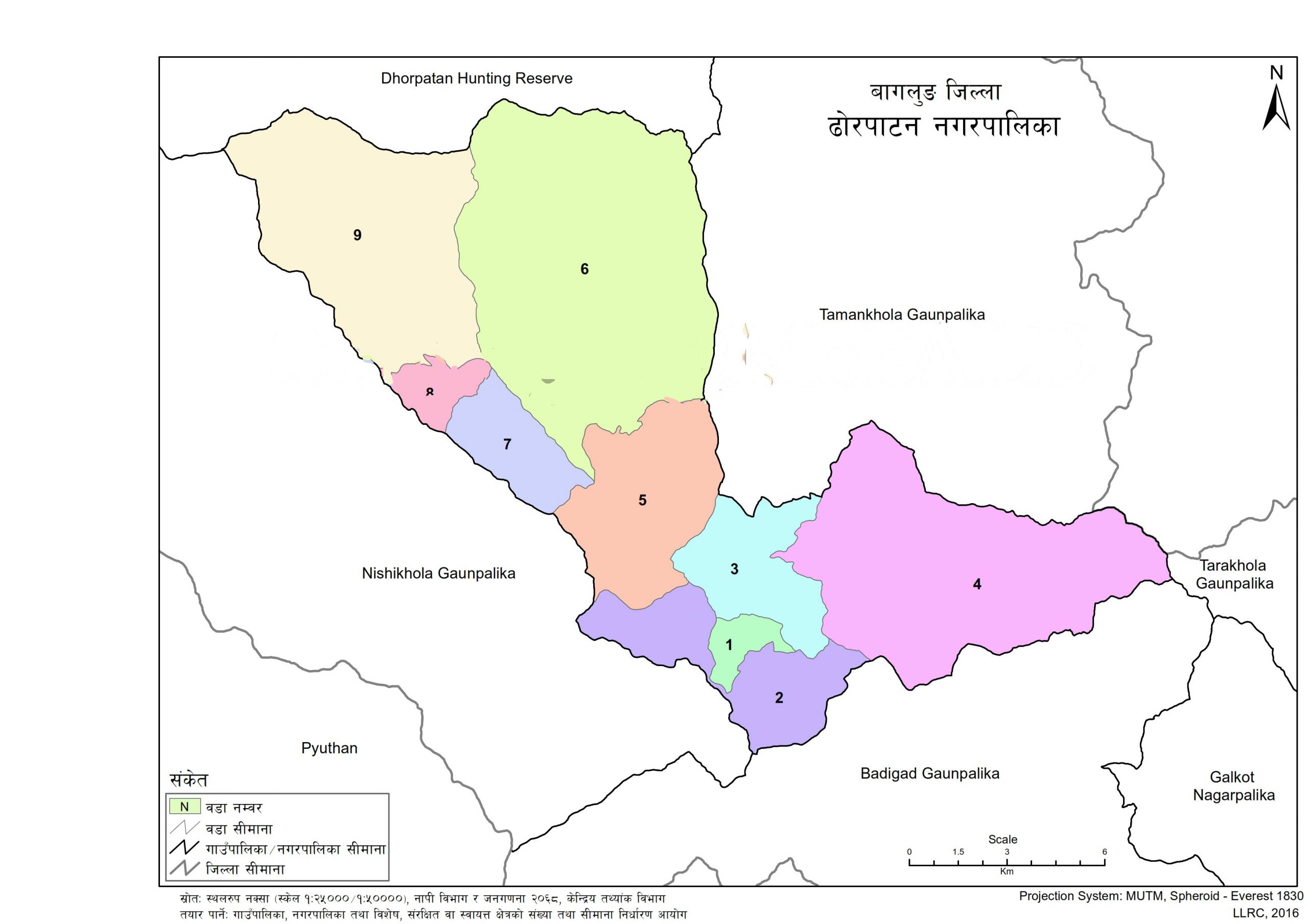 Map of Dhorpatan Municipality