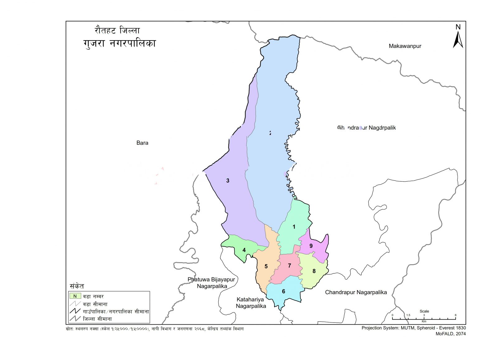 Map of Gujara Municipality, Rautahat, Nepal Nepal Archives