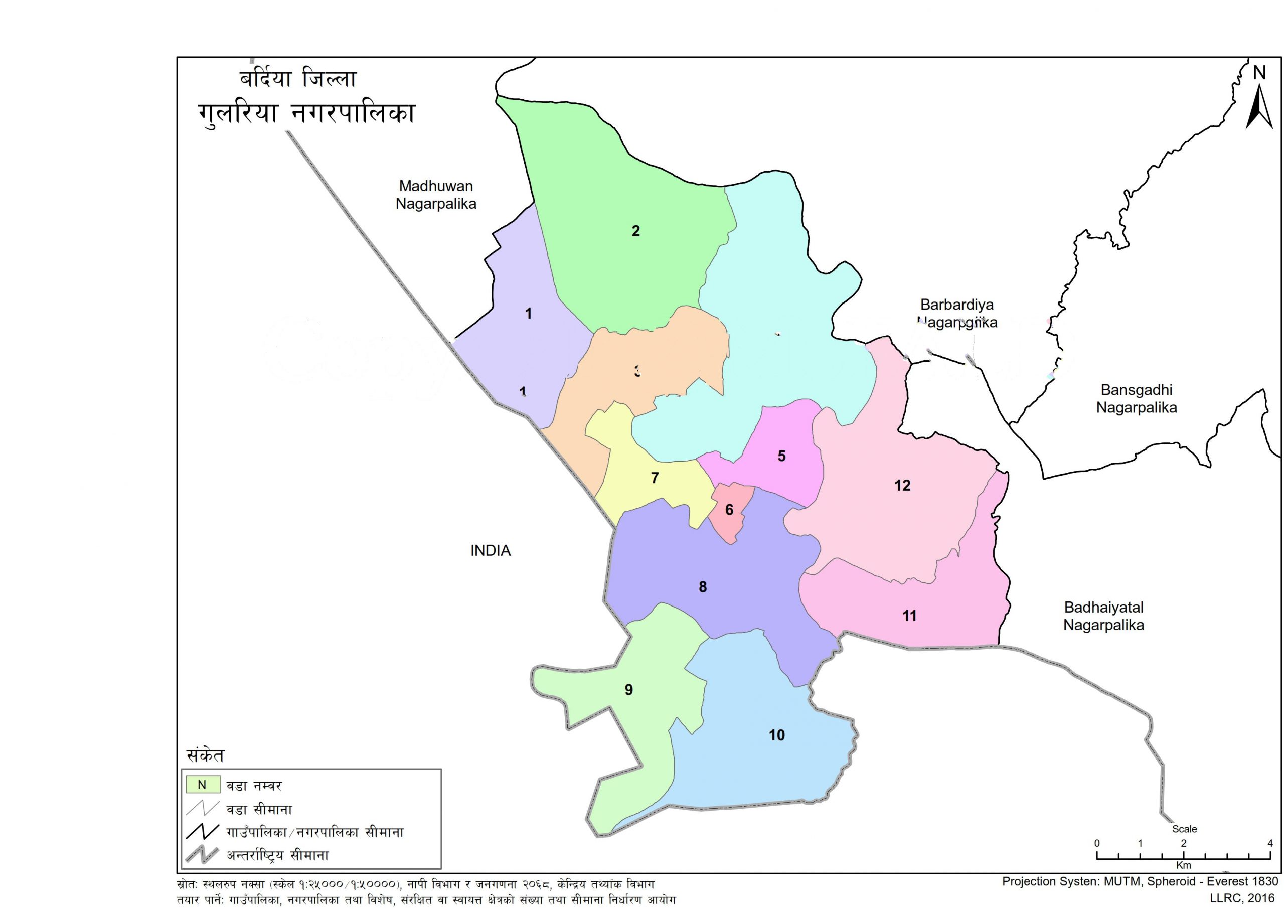 Map of Gulariya Municipality