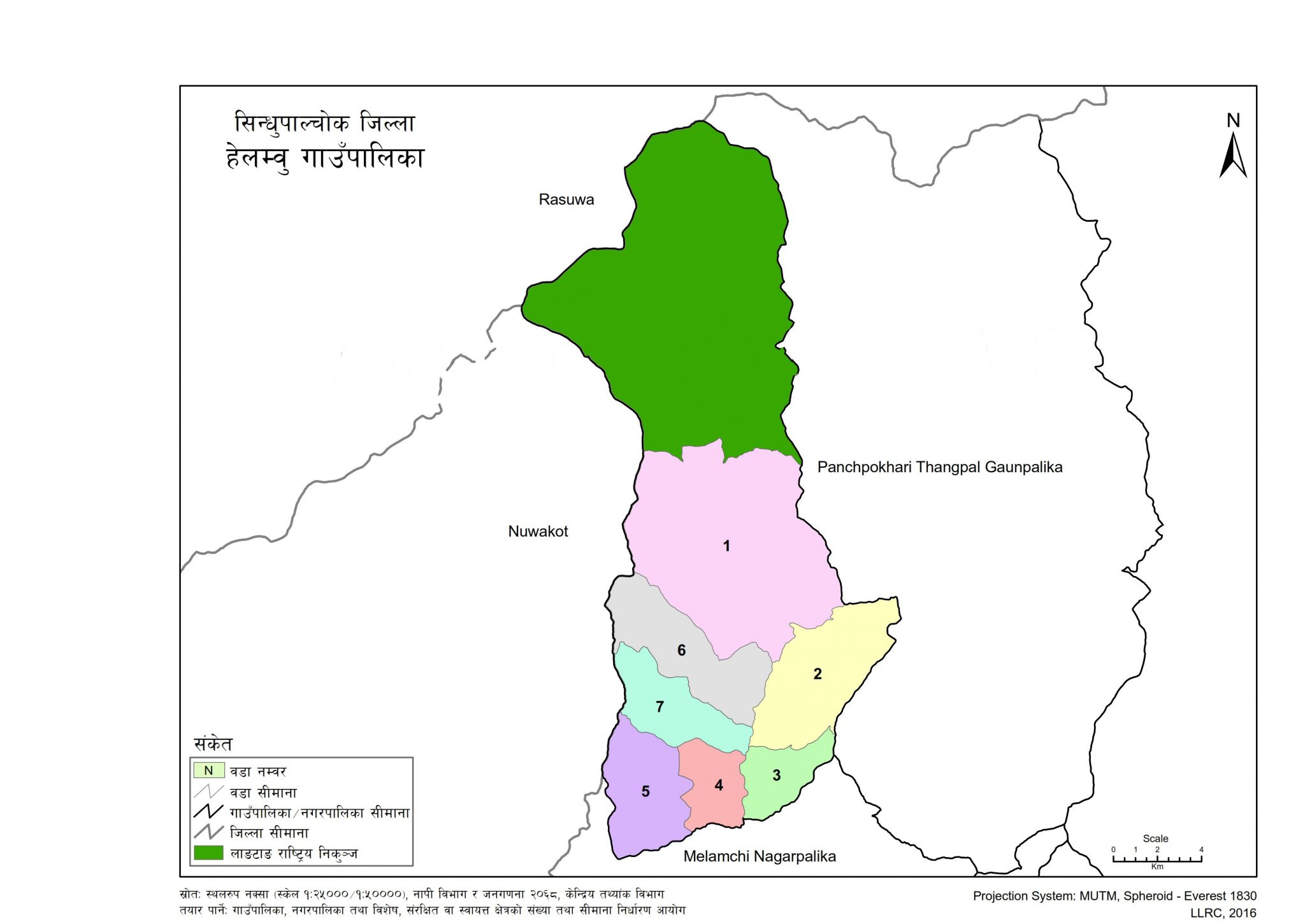 Map of Helambu Rural Municipality, Sindhupalchok, Nepal Nepal Archives
