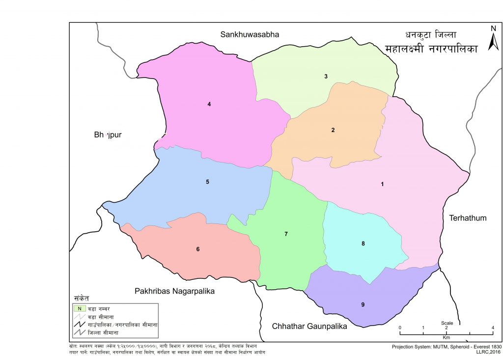 Map of Mahalaxmi Municipality, Dhankuta, Nepal Nepal Archives