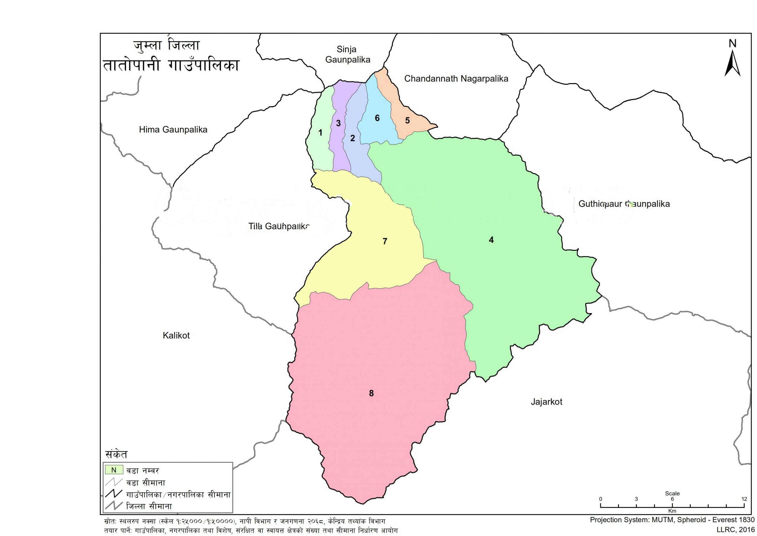 Map of Tatopani Rural Municipality