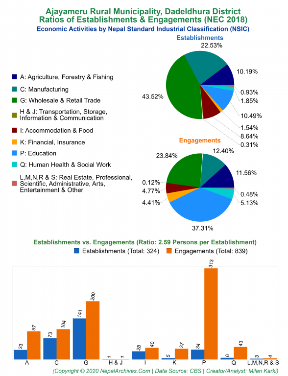Economic Activities by NSIC Charts of Ajayameru Rural Municipality