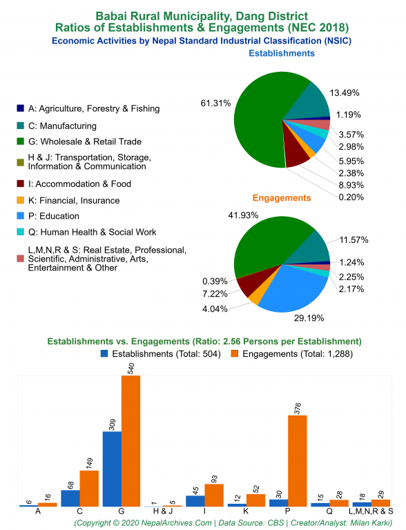 Economic Activities by NSIC Charts of Babai Rural Municipality