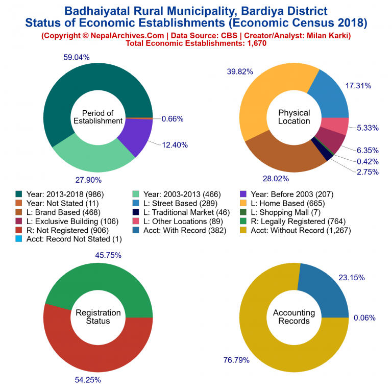 NEC 2018 Economic Establishments Charts of Badhaiyatal Rural Municipality