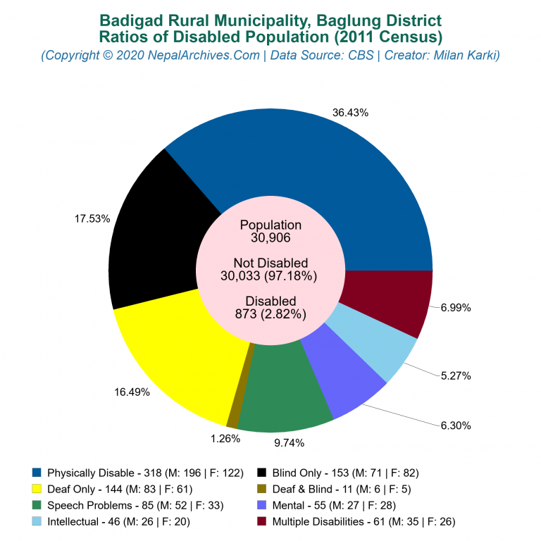 Disabled Population Charts of Badigad Rural Municipality