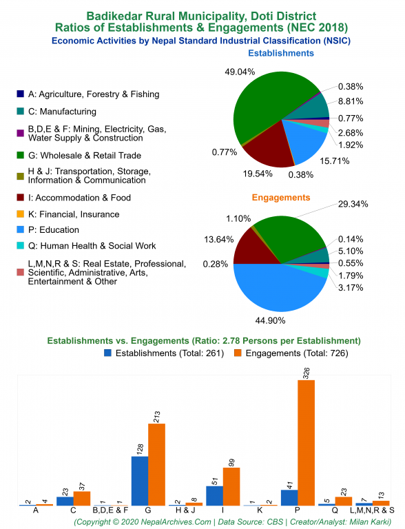 Economic Activities by NSIC Charts of Badikedar Rural Municipality