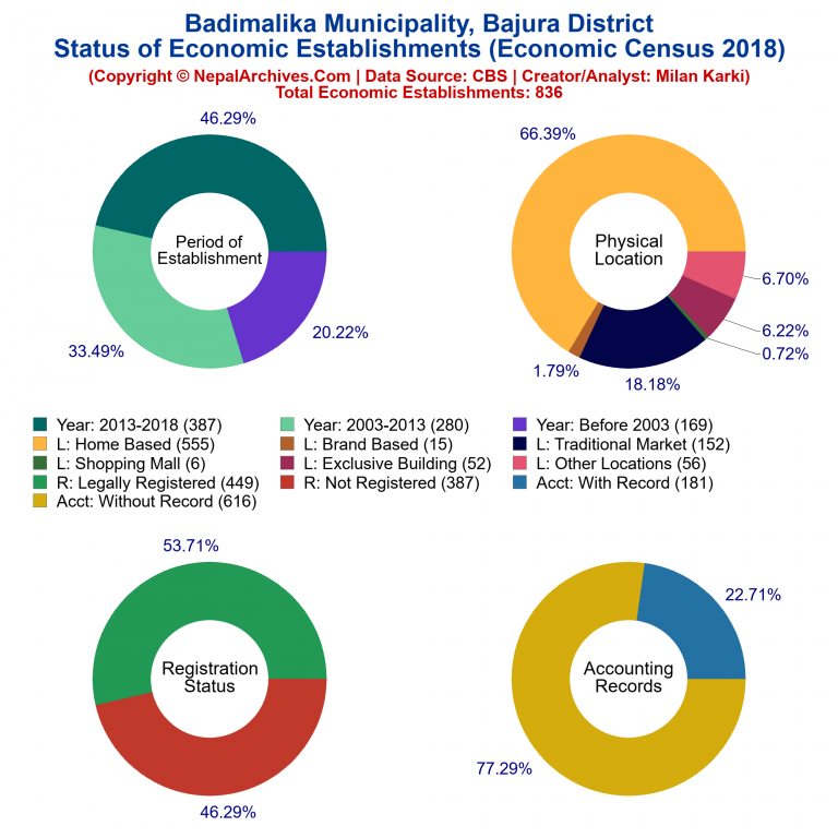 NEC 2018 Economic Establishments Charts of Badimalika Municipality