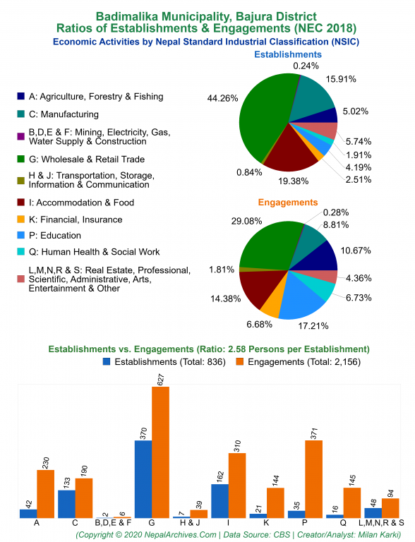 Economic Activities by NSIC Charts of Badimalika Municipality