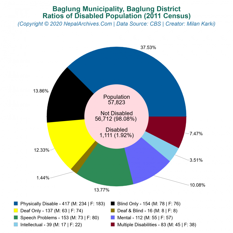 Disabled Population Charts of Baglung Municipality