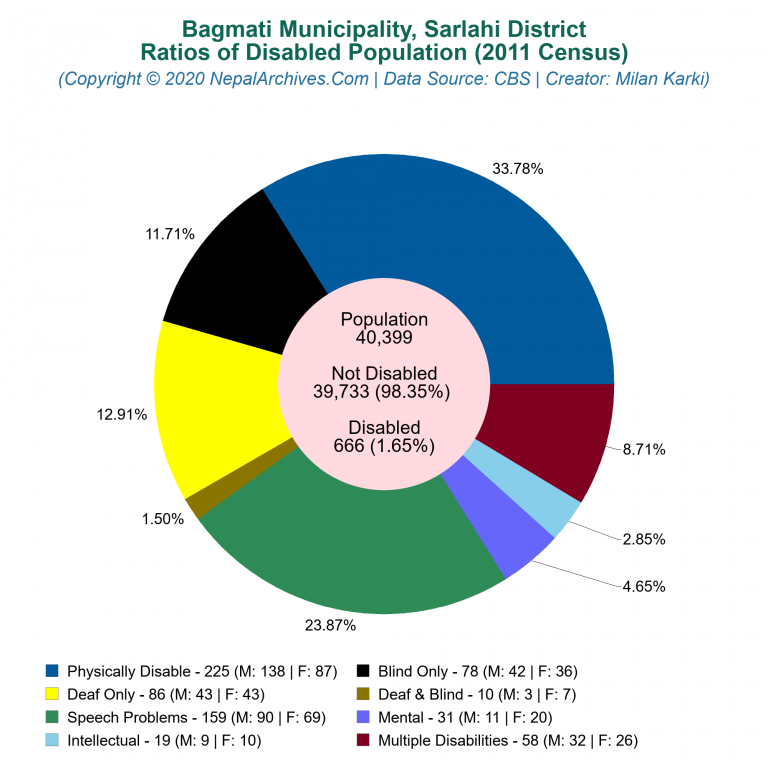 Disabled Population Charts of Bagmati Municipality