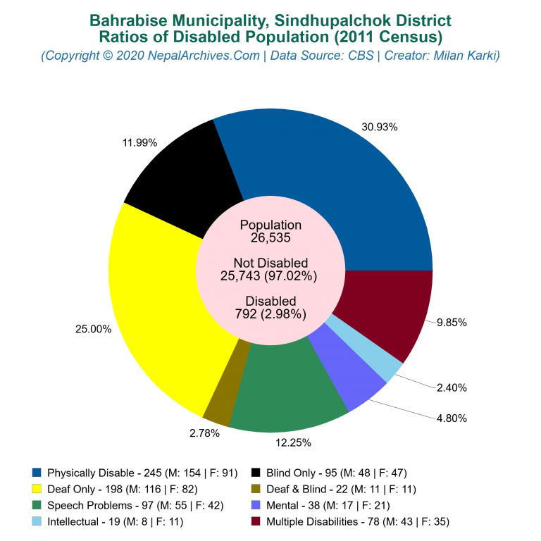 Disabled Population Charts of Bahrabise Municipality