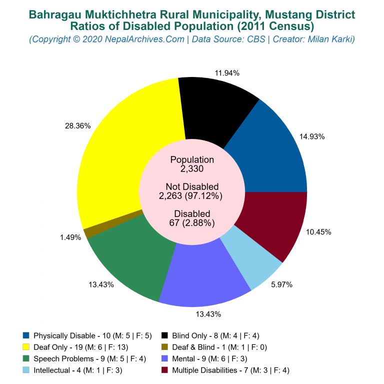 Disabled Population Charts of Bahragau Muktichhetra Rural Municipality