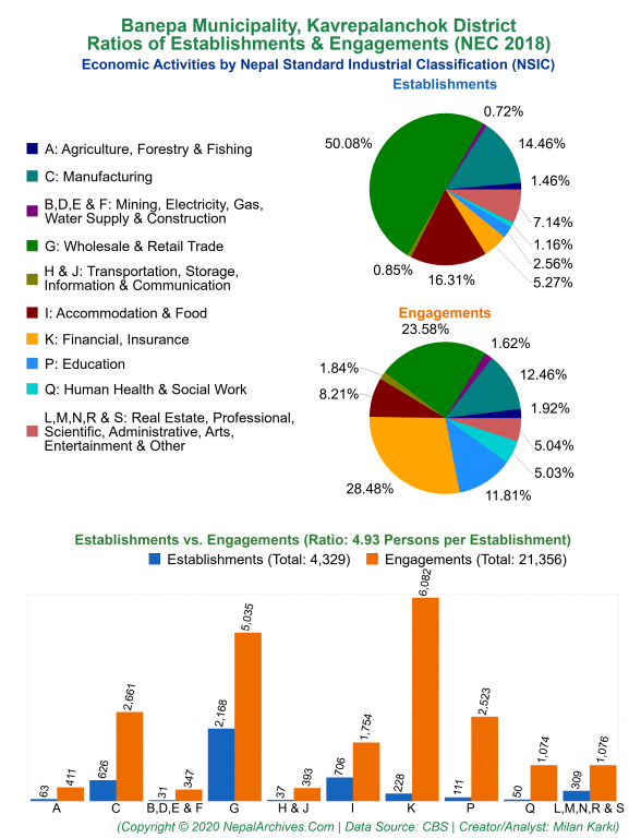 Economic Activities by NSIC Charts of Banepa Municipality