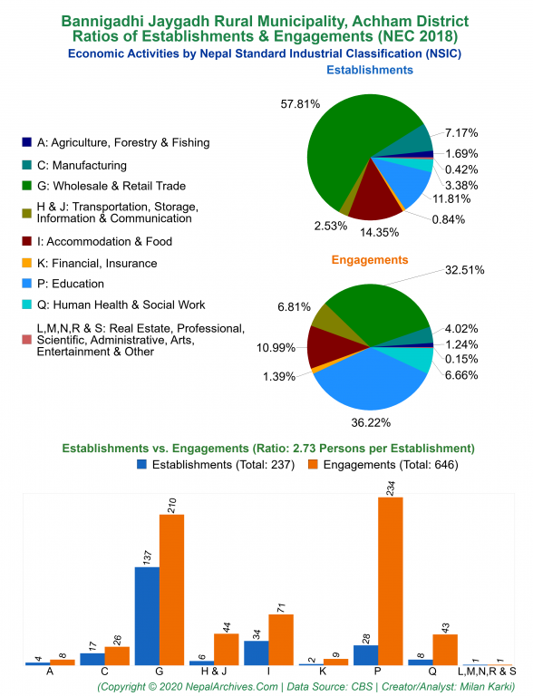 Economic Activities by NSIC Charts of Bannigadhi Jaygadh Rural Municipality