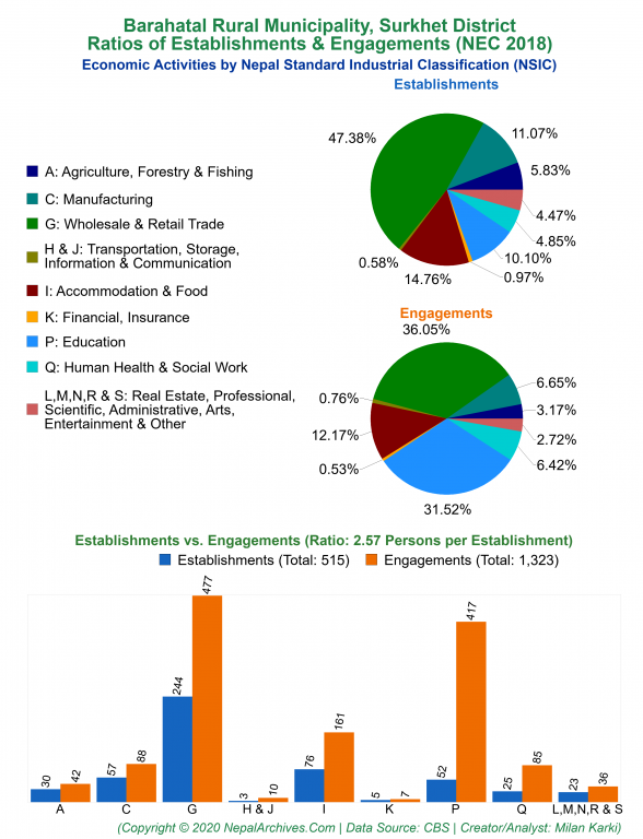 Economic Activities by NSIC Charts of Barahatal Rural Municipality