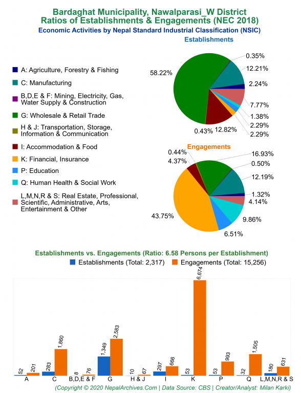 Economic Activities by NSIC Charts of Bardaghat Municipality