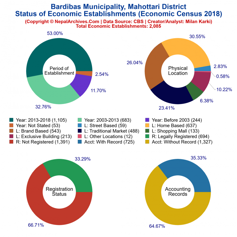 NEC 2018 Economic Establishments Charts of Bardibas Municipality