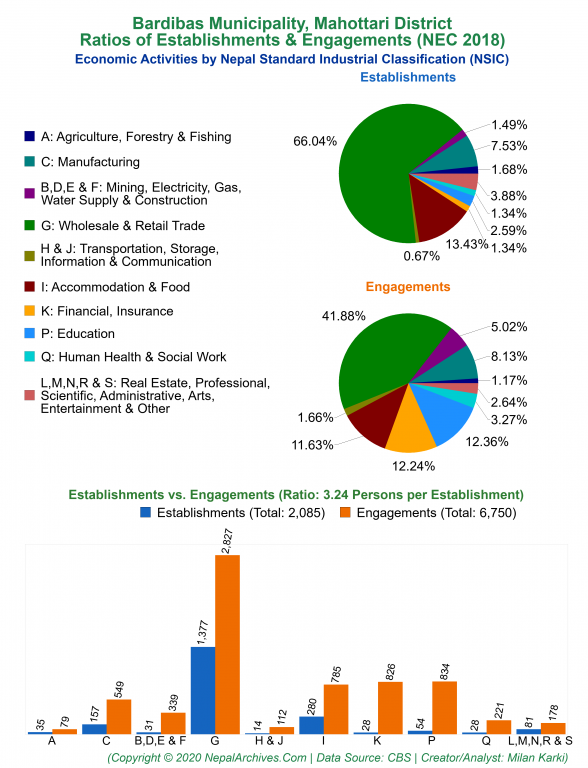 Economic Activities by NSIC Charts of Bardibas Municipality