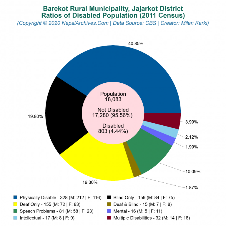 Disabled Population Charts of Barekot Rural Municipality
