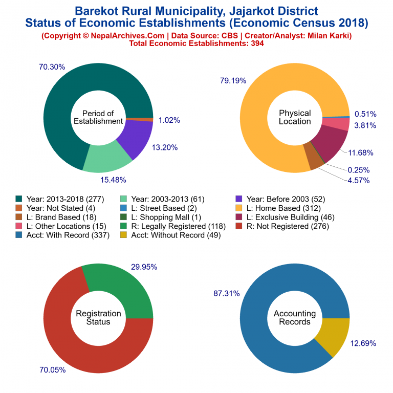 NEC 2018 Economic Establishments Charts of Barekot Rural Municipality