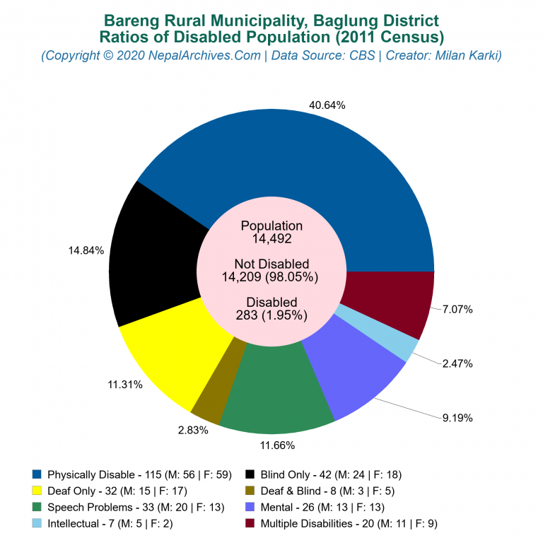 Disabled Population Charts of Bareng Rural Municipality