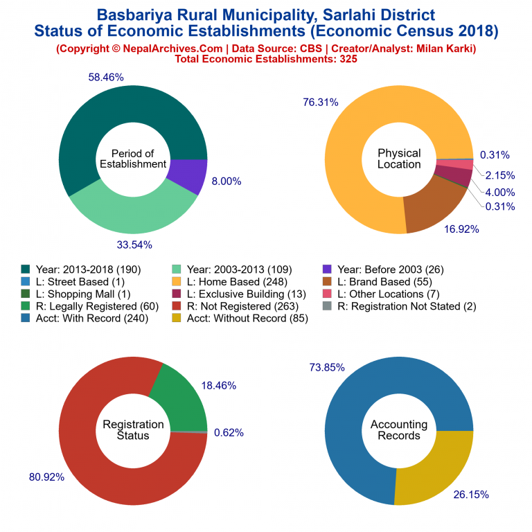 NEC 2018 Economic Establishments Charts of Basbariya Rural Municipality