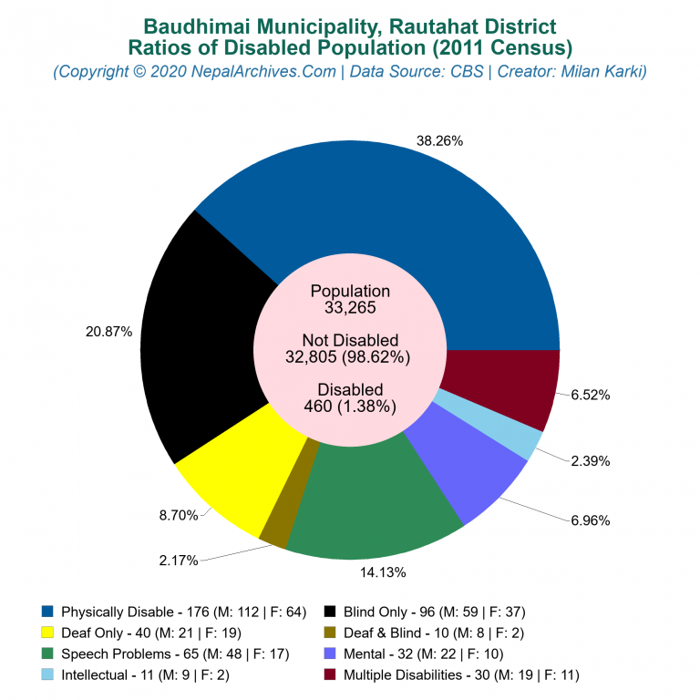 Disabled Population Charts of Baudhimai Municipality