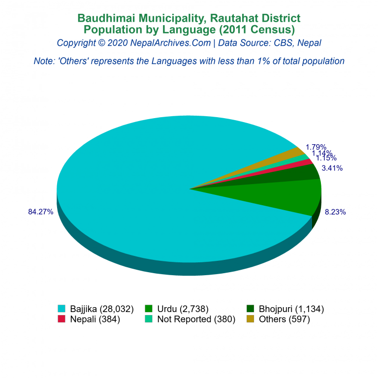 Population by Language Chart of Baudhimai Municipality