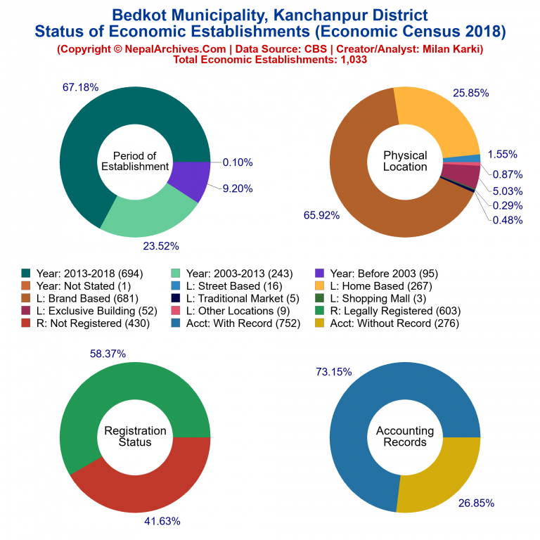NEC 2018 Economic Establishments Charts of Bedkot Municipality