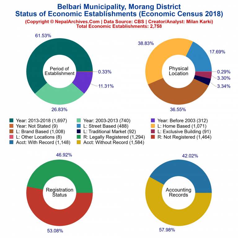 NEC 2018 Economic Establishments Charts of Belbari Municipality