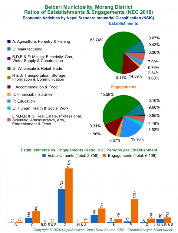 Economic Activities by NSIC Charts of Belbari Municipality