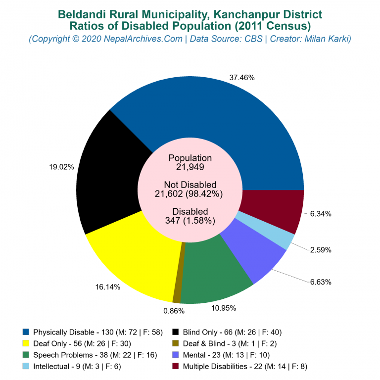 Disabled Population Charts of Beldandi Rural Municipality