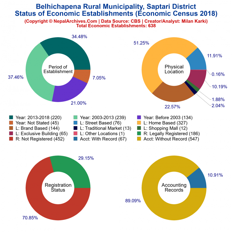 NEC 2018 Economic Establishments Charts of Belhichapena Rural Municipality