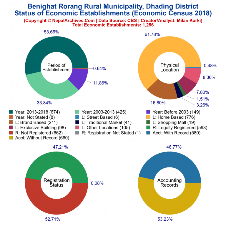 NEC 2018 Economic Establishments Charts of Benighat Rorang Rural Municipality