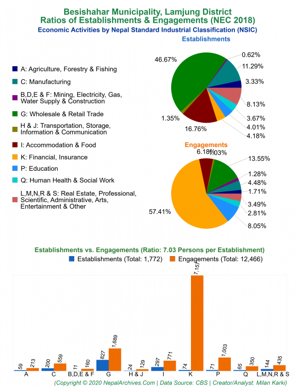 Economic Activities by NSIC Charts of Besishahar Municipality