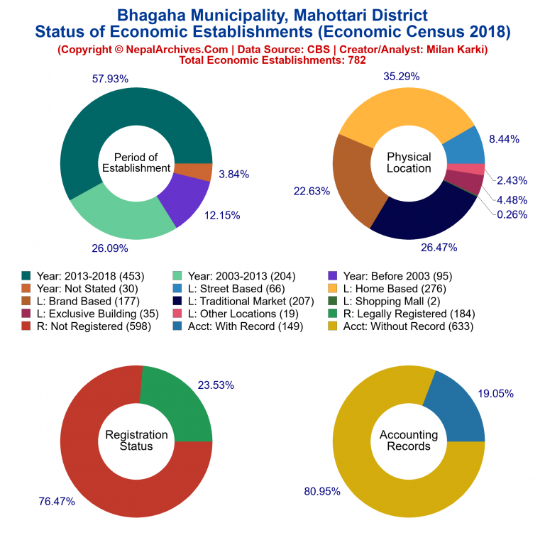 NEC 2018 Economic Establishments Charts of Bhagaha Municipality