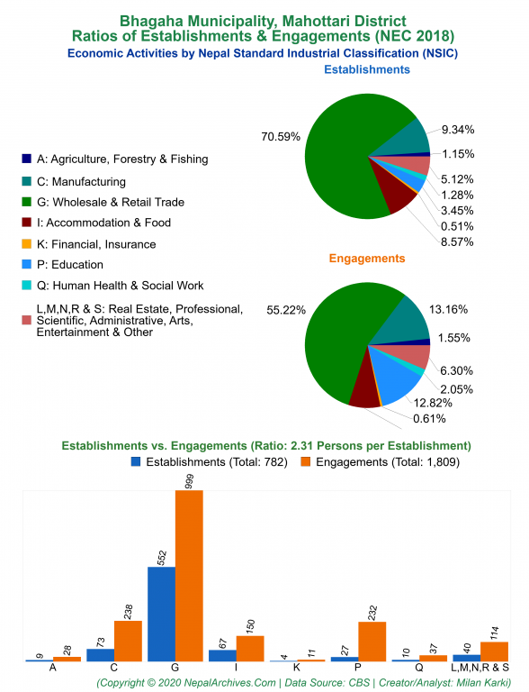 Economic Activities by NSIC Charts of Bhagaha Municipality