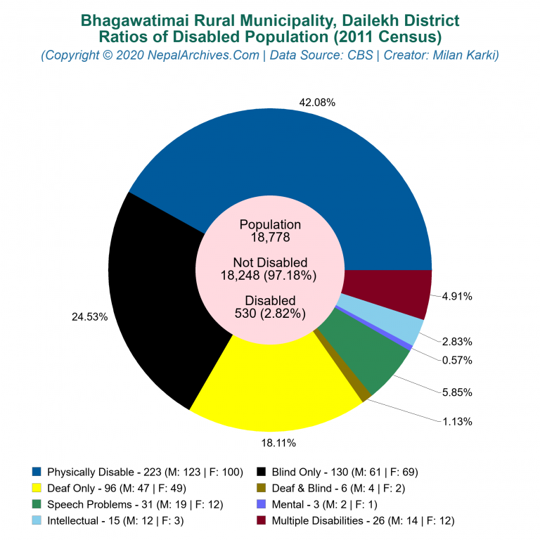 Disabled Population Charts of Bhagawatimai Rural Municipality