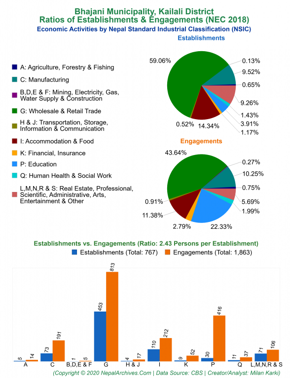 Economic Activities by NSIC Charts of Bhajani Municipality