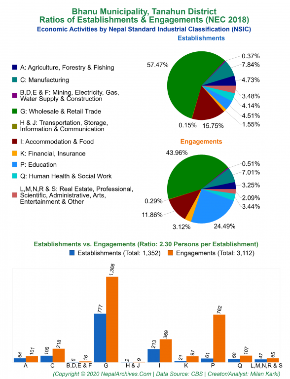 Economic Activities by NSIC Charts of Bhanu Municipality