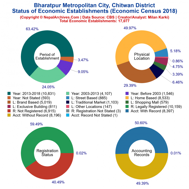 NEC 2018 Economic Establishments Charts of Bharatpur Metropolitan City